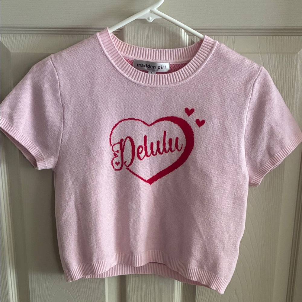 Madden Girl Pink Heart Kids Sweater